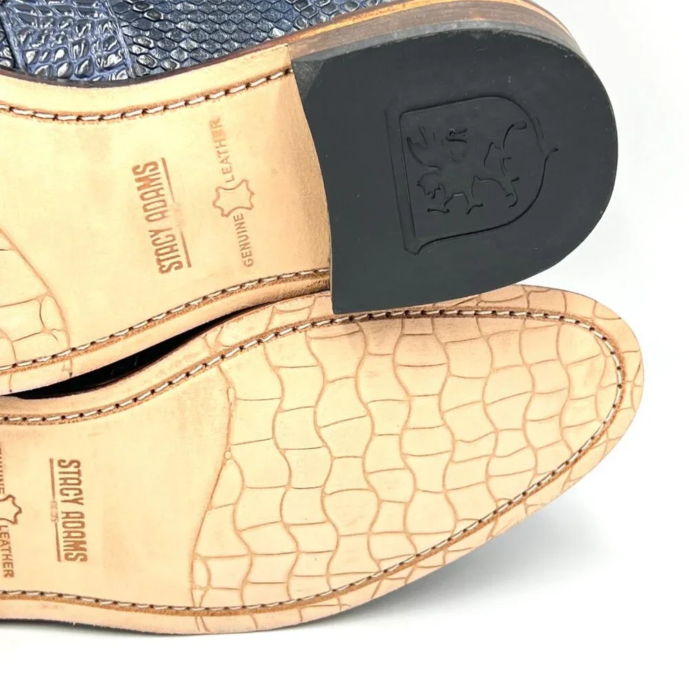 Stacy Adams Mens Size 9 Pacetti Snake Croc Blue Leather Tassel‎ Loafers Shoes